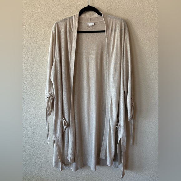 J. Jill Sweaters - J. Jill Love Linen 100% Linen Open front Cardigan Cream 1X